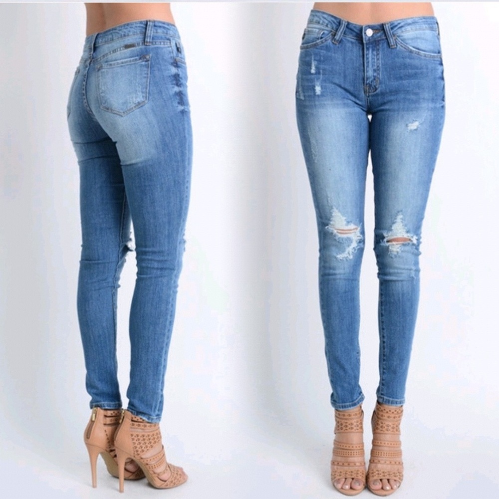 Last Pair 5 star rated ! New Distressed Skinny Denim Jeans - Picture 1 of 4